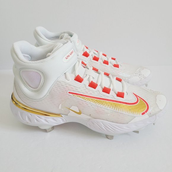 NEW Nike Alpha Huarache Elite 4 Mid Baseball Cleats FD2744-161 Size 8 White main image 3